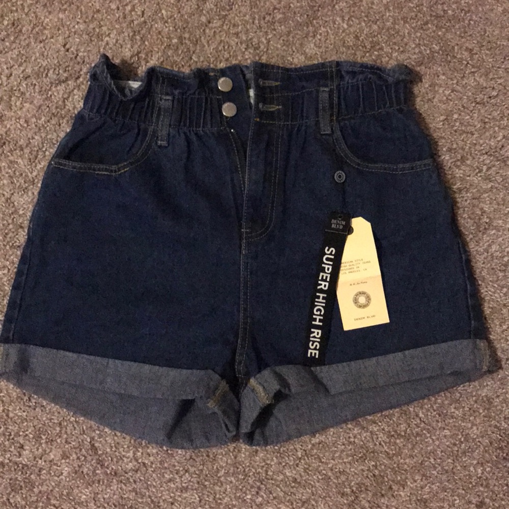 Dark Denim High Rise Shorts